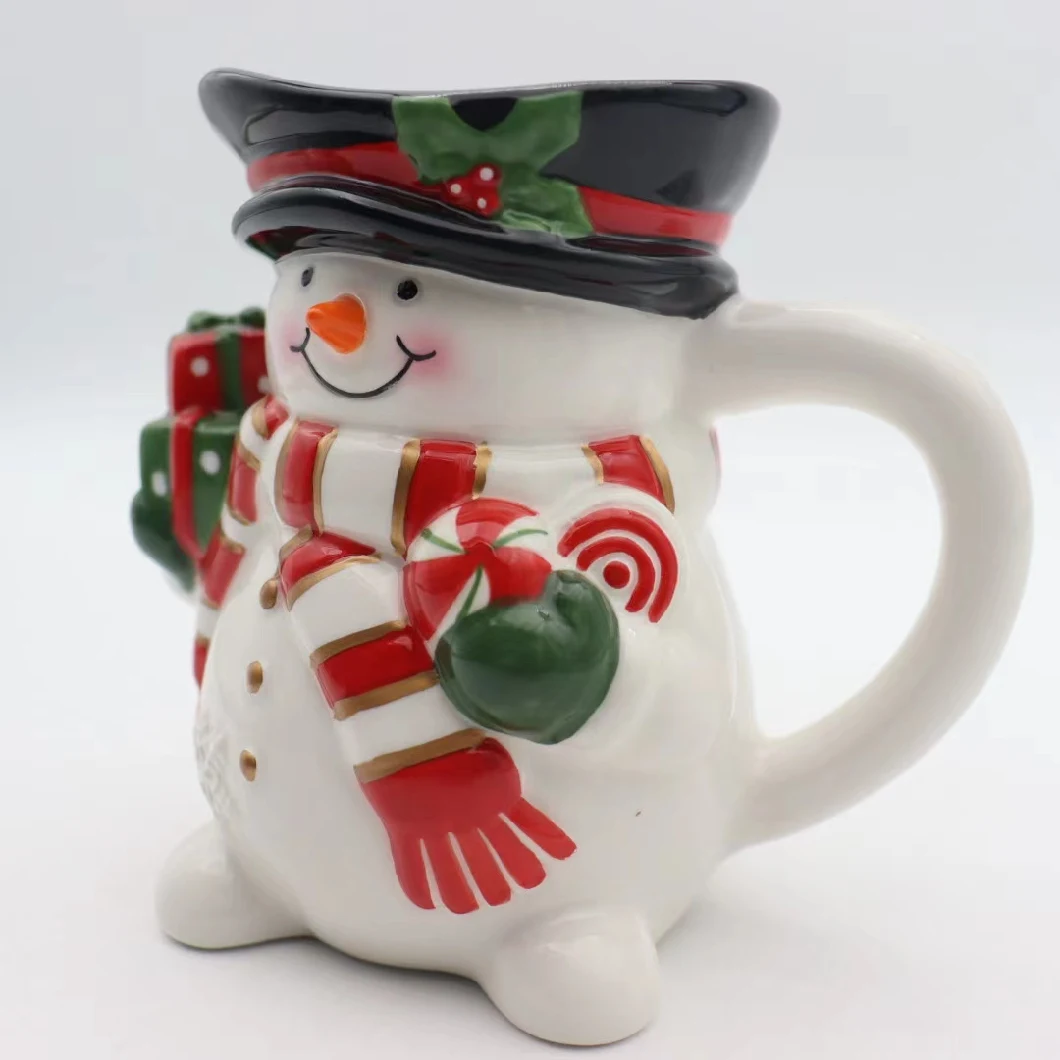 Promotion Gift to Friend Snowman Shape Ceramic Mug Milk for Christmas