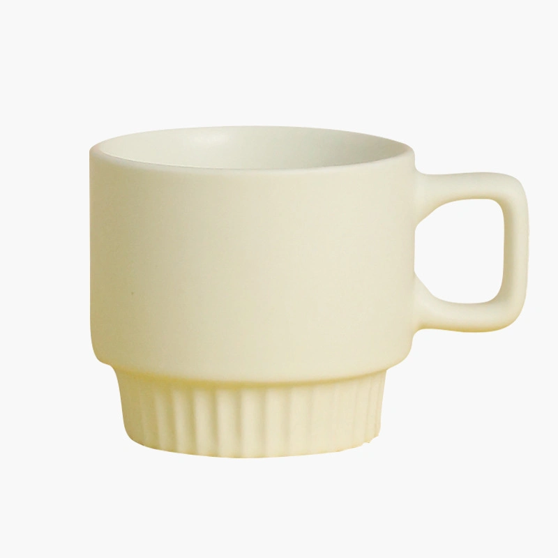 Cream Color Ceramic Mug Stackable Coffee Cup Water Cup Can Customize Logo