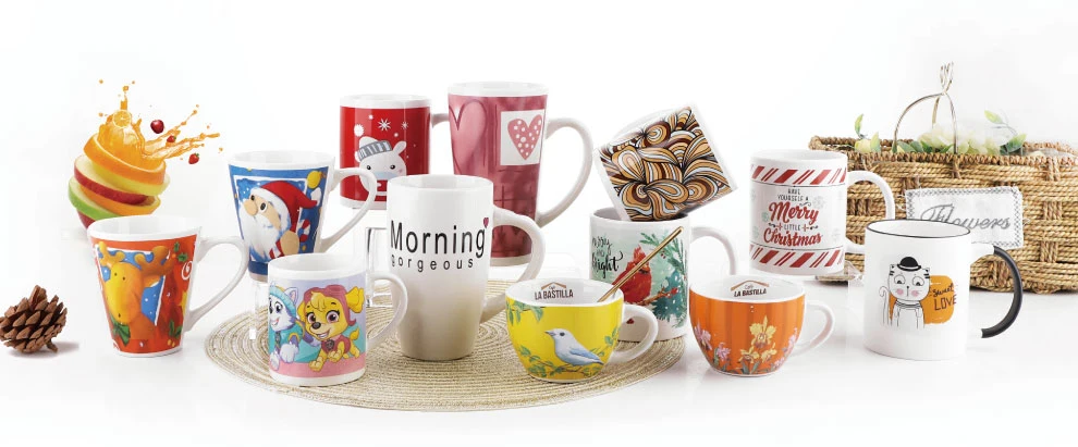 Factory Wholesale Porcelain Mugs Coffee Tea Water Milk Drink Mugs with Handles Creative Design Ceramic Mugs OEM Printing Ceramic Coffee Mugs