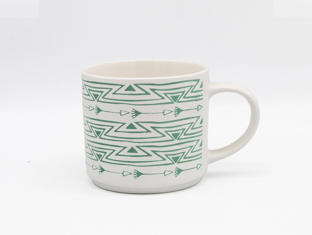 Ceramic Set Mug Office Gift Stackable Mug Color Glaze Silk Screen Ceramic Cup