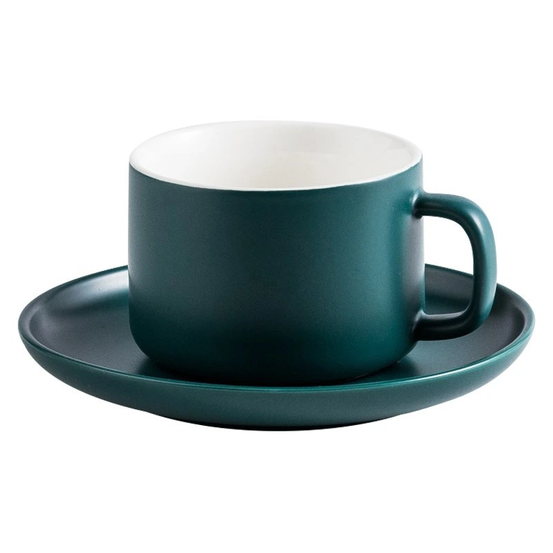 USA Warehouse Free Ship 8oz Ceramic Coffee Cup 3 Piece Set and Dish Spoon Office Coffee Mug Tea Tumbler