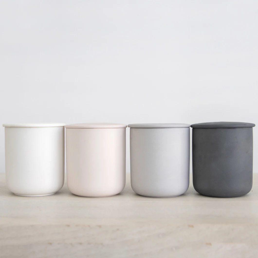 Sample Customization Nordic Matte Candle Jar Custom Ceramic Candle Cup with Lid