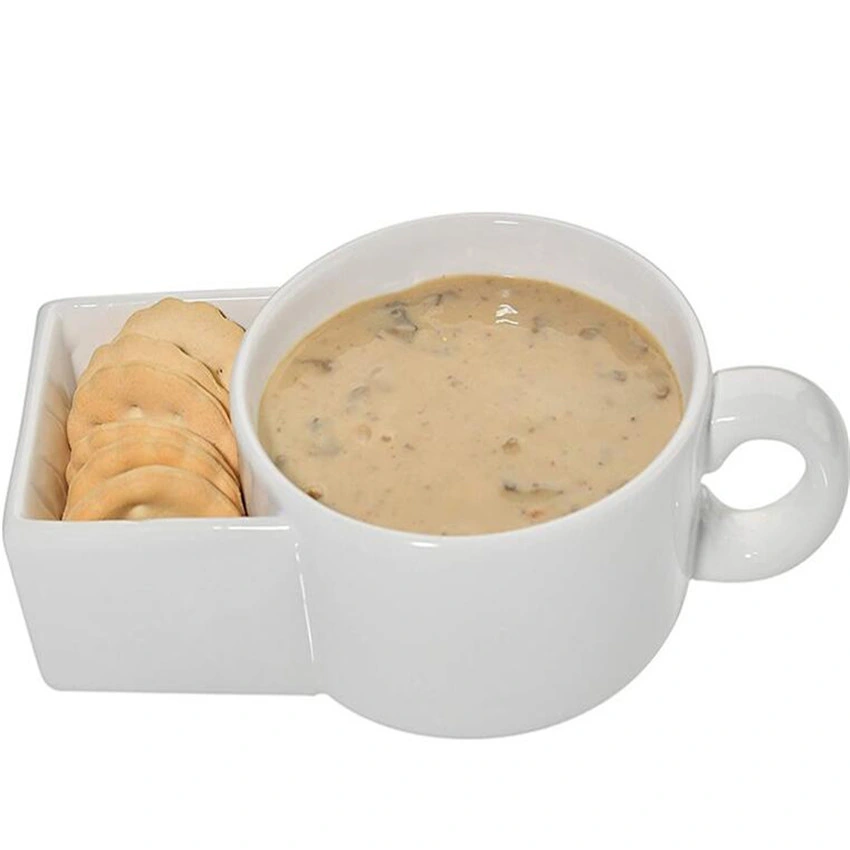 Ceramic Biscuit Cup Coffee Cookie Pocket Mug with Cookie Holder
