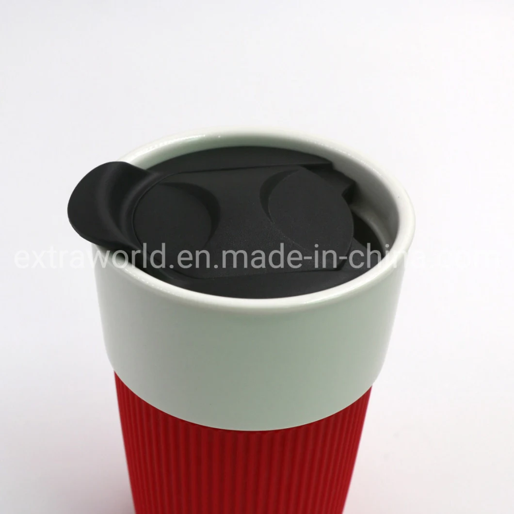 White Porcelain Tea Cup Ceramic Coffee Mug with Silicone Cover