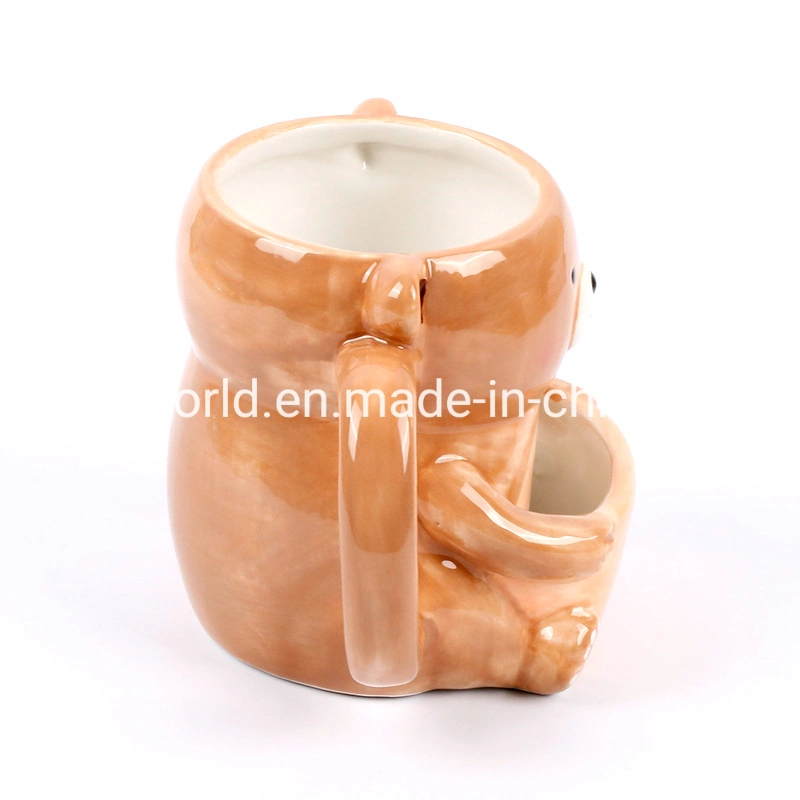 3D Pottery Cute Bear Biscuit Bag Mug Handmade Animal Mug Coffee Cup Ceramic Mug
