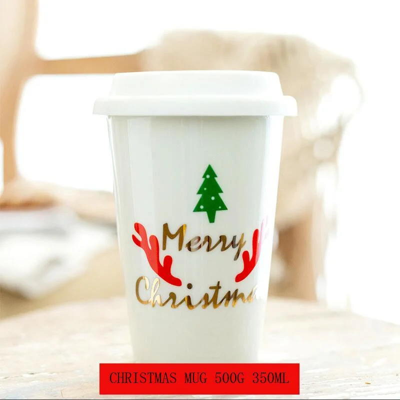 High Quality Ceramic Travel Mug Silicone Cover with Christmas Design for Wholesale