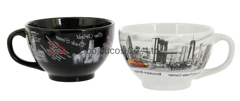 Ceramic Jumbo Soup Bowl and Cereal Mugs Wide Ceramic Mug Customized Different Size Glazed Jumbo Ceramic Soup Mug Decal Printing Logo Designs for Gift Promotion