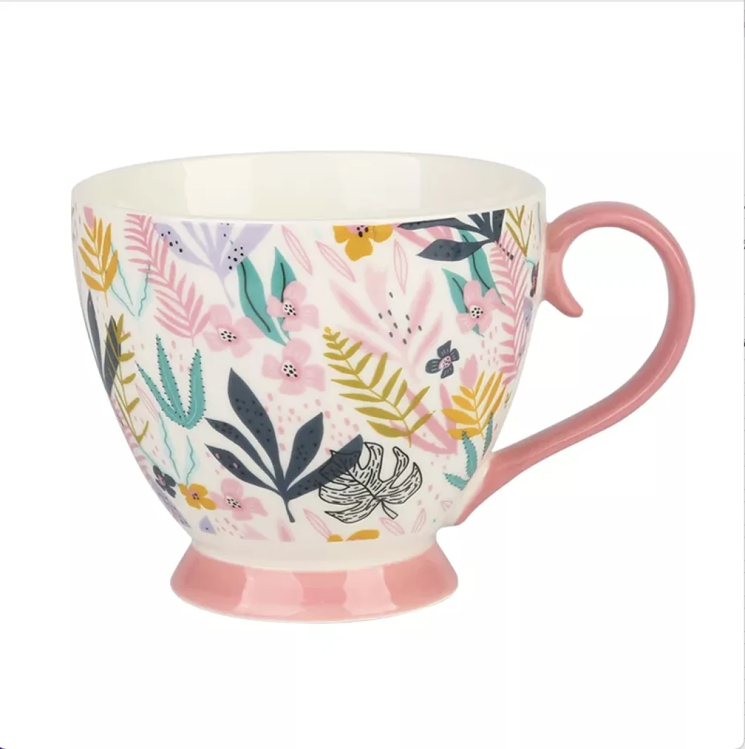 Wholesales New Style Custom Nordic Modern Travel Partially Gold Decals Tea Coffee Milk Ceramic Mug