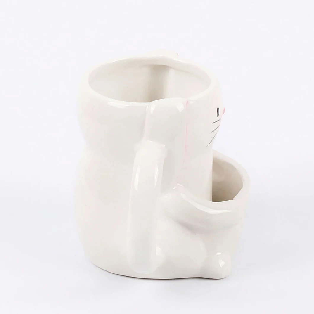 OEM Custom Bunny Ceramic Coffee Mug Rabbit Afternoon Tea Biscuits Bag Kids Mug