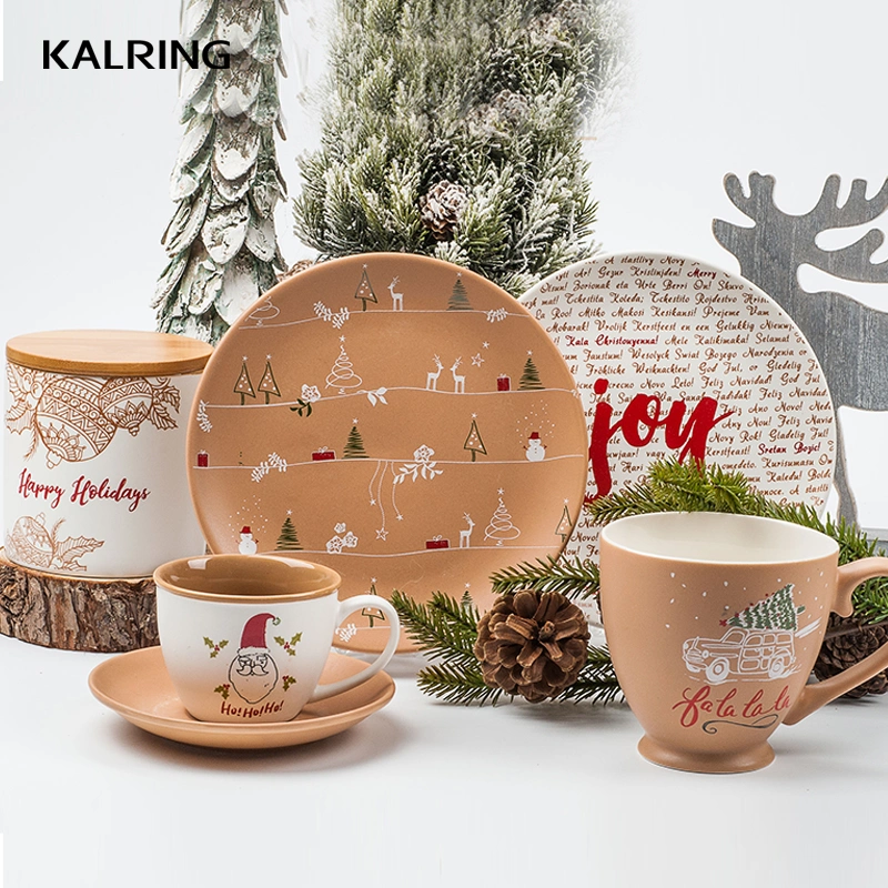 New Bone China Ceramic Mug with Colorful Kraft with Christmas Design for Wholesaler