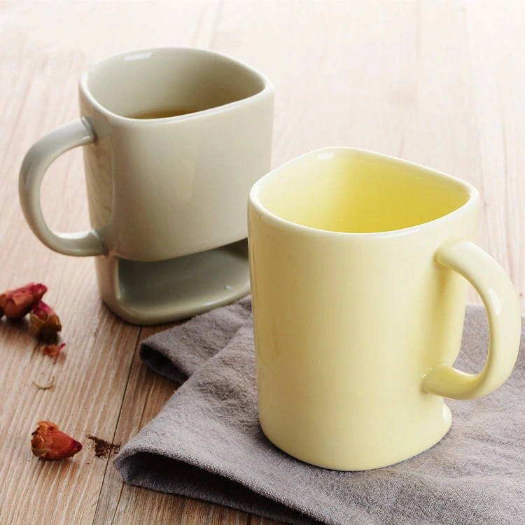 Factory Wholesale Ceramic Biscuit Cup Creative Ceramic Milk Coffee Cup Three in One Cup