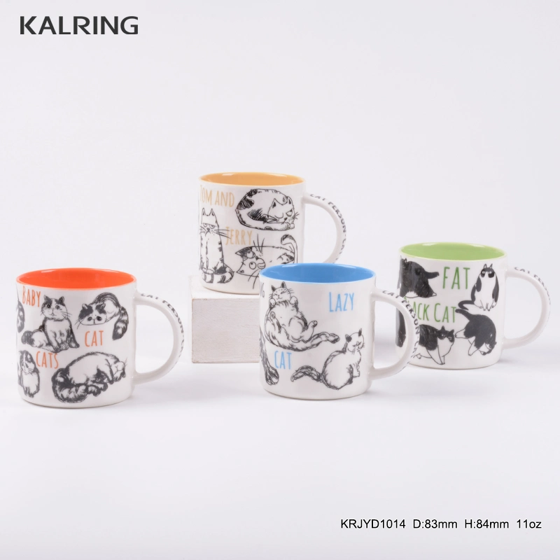 Ceramic Mug Soup Mug with Solid Color Glazed with Decal for Bulk Sales