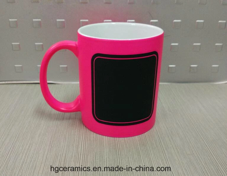 New Chalk Mug, Hot Chalk Mug, Neon Color Mug with Chalk Decal