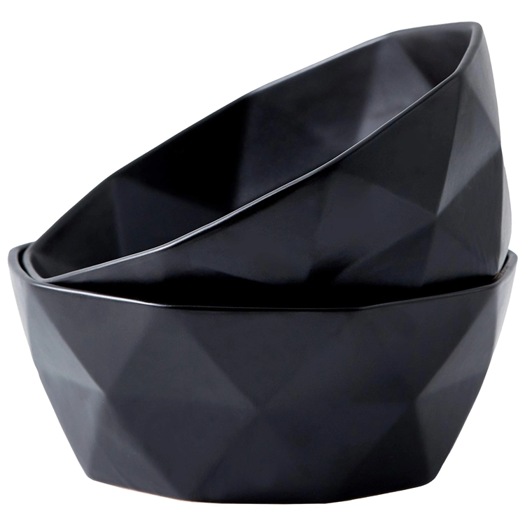 Wholesale Custom Logo Ceramic Matte Black Large Bowl