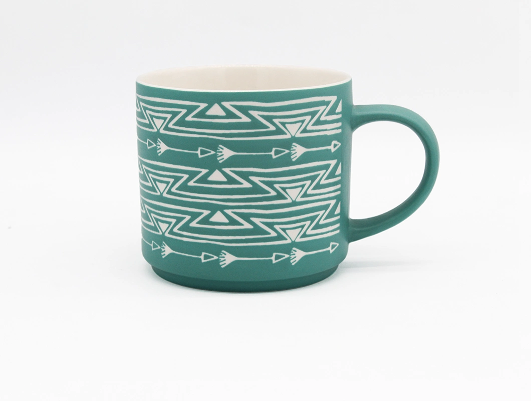 Ceramic Set Mug Office Gift Stackable Mug Color Glaze Silk Screen Ceramic Cup