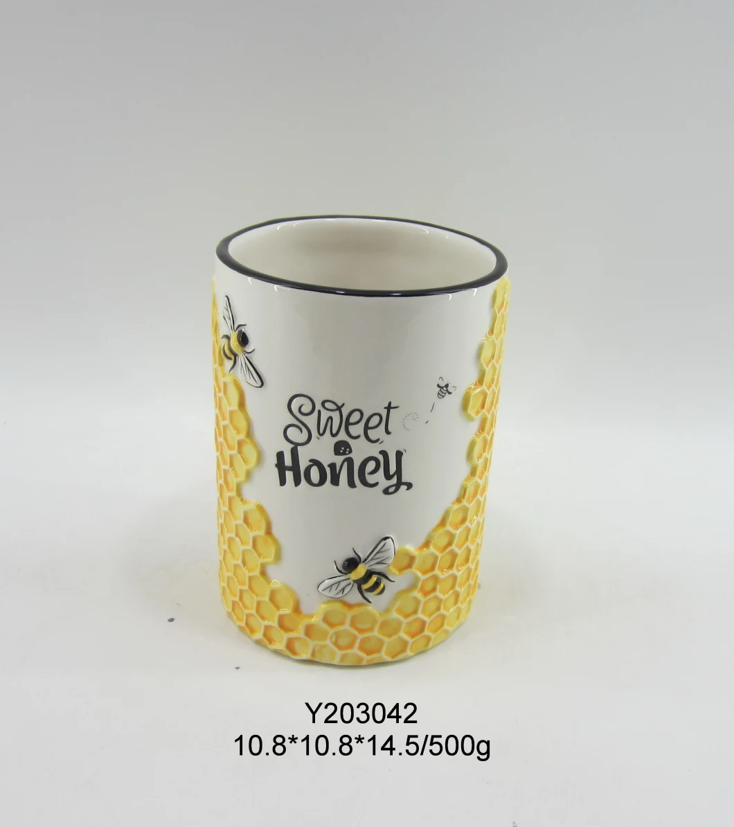 Yellow Series Bees Honey Ceramic Washing Cup