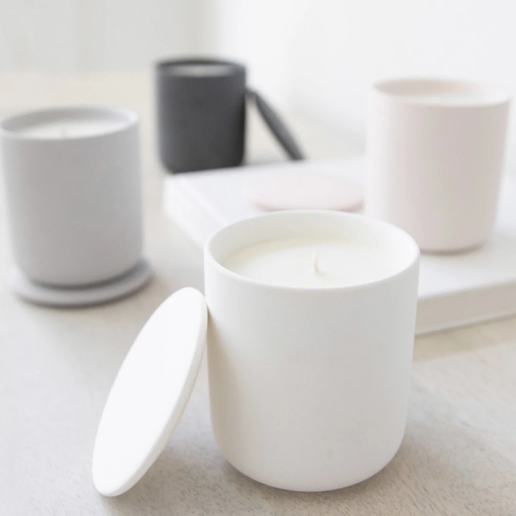 Sample Customization Nordic Matte Candle Jar Custom Ceramic Candle Cup with Lid