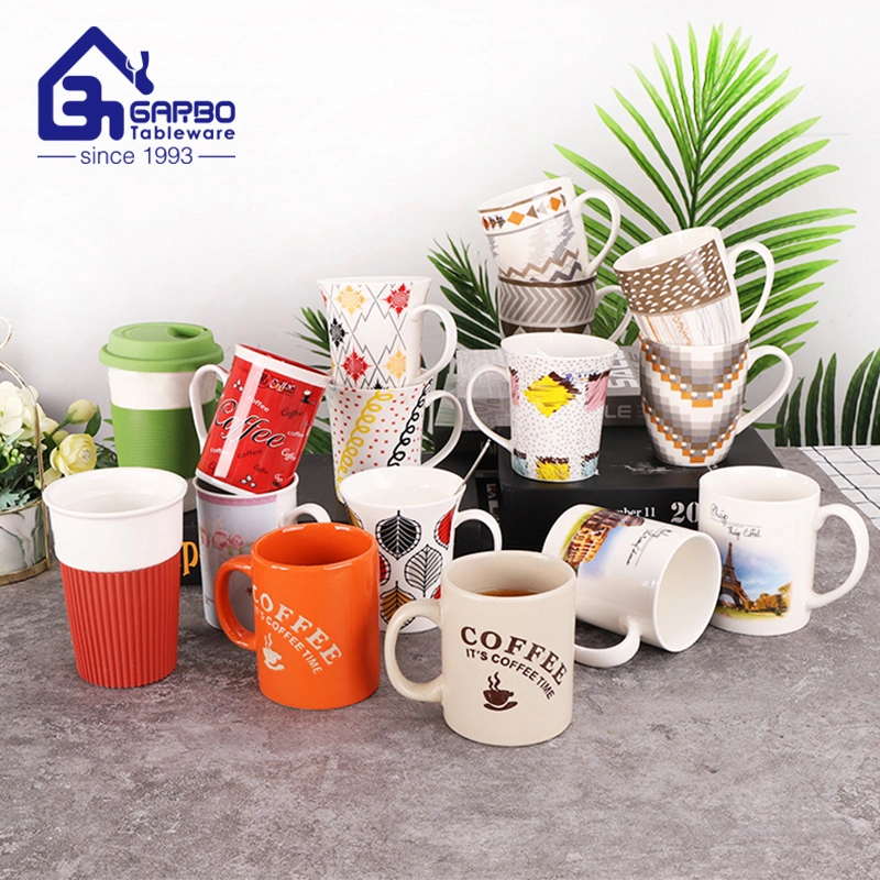 Factory Wholesale Porcelain Mugs Coffee Tea Water Milk Drink Mugs with Handles Creative Design Ceramic Mugs OEM Printing Ceramic Coffee Mugs