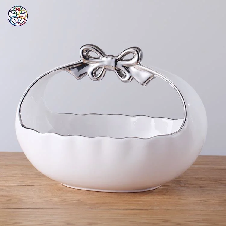Exquisitely Made Silver Candy Porcelain Fruit Bowl Ceramic Decorative Bowls