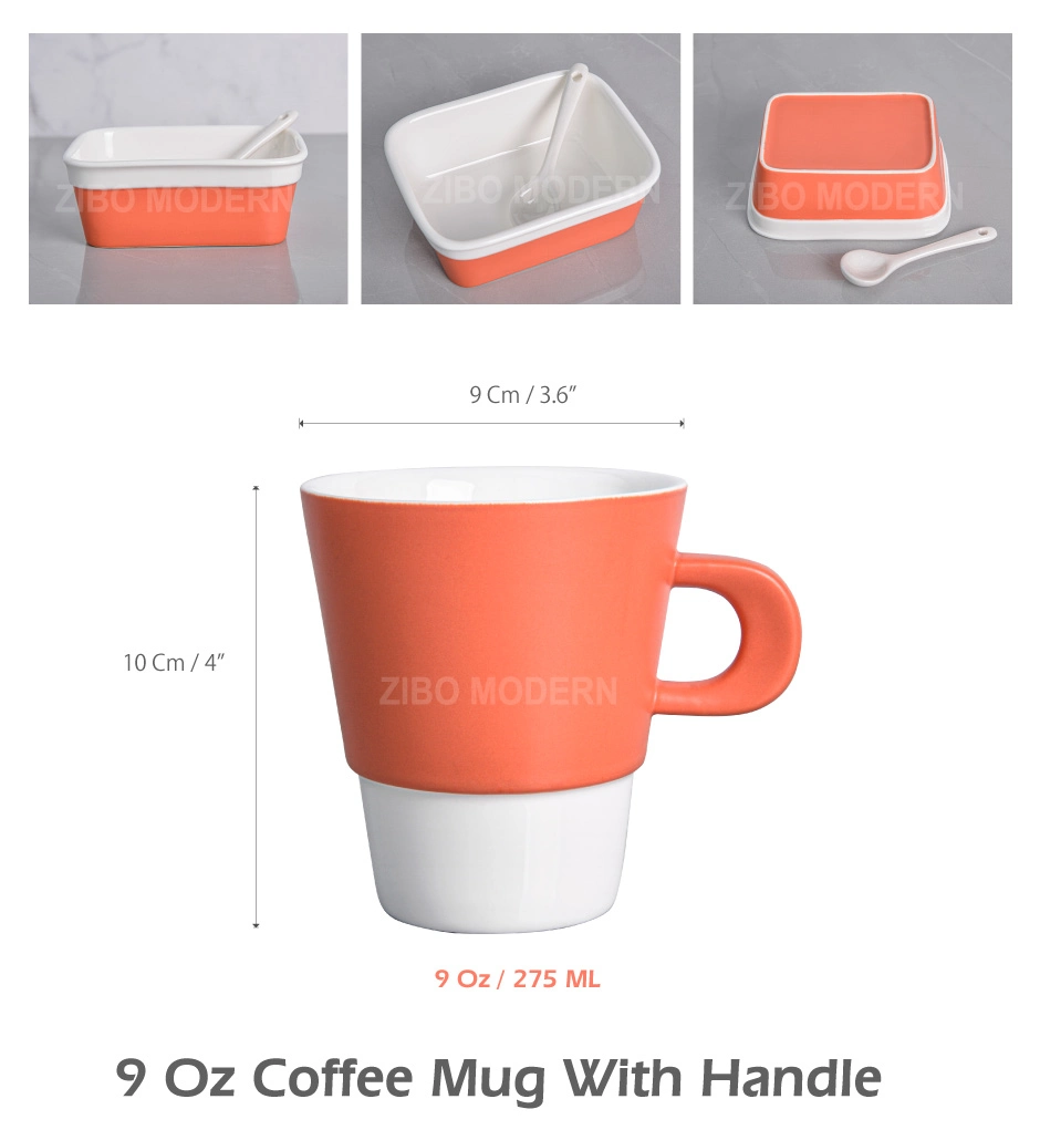 Colorful Restaurant Ceramic Tableware Set Include Coffee Mug, Tumbler, Bowl and Ceramic Spoon
