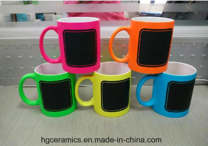 New Chalk Mug, Hot Chalk Mug, Neon Color Mug with Chalk Decal