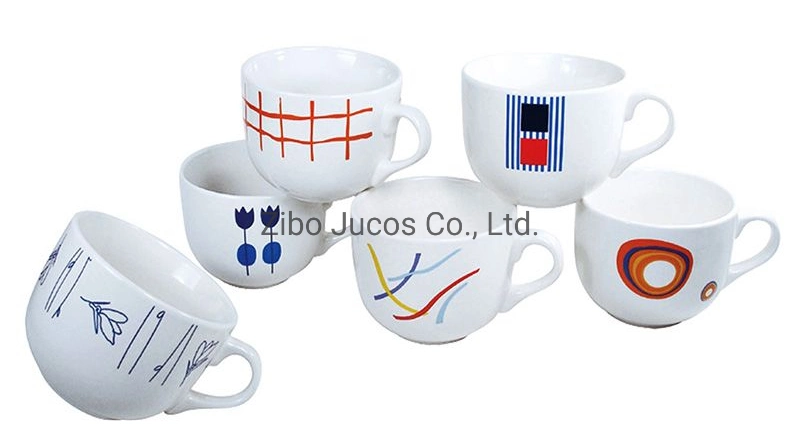Ceramic Jumbo Soup Bowl and Cereal Mugs Wide Ceramic Mug Customized Different Size Glazed Jumbo Ceramic Soup Mug Decal Printing Logo Designs for Gift Promotion