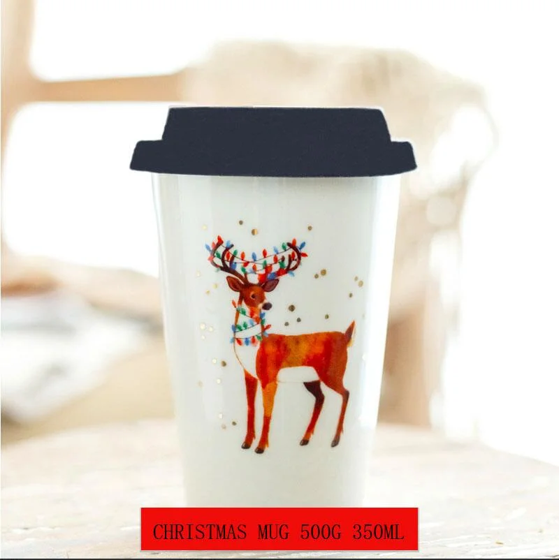 High Quality Ceramic Travel Mug Silicone Cover with Christmas Design for Wholesale
