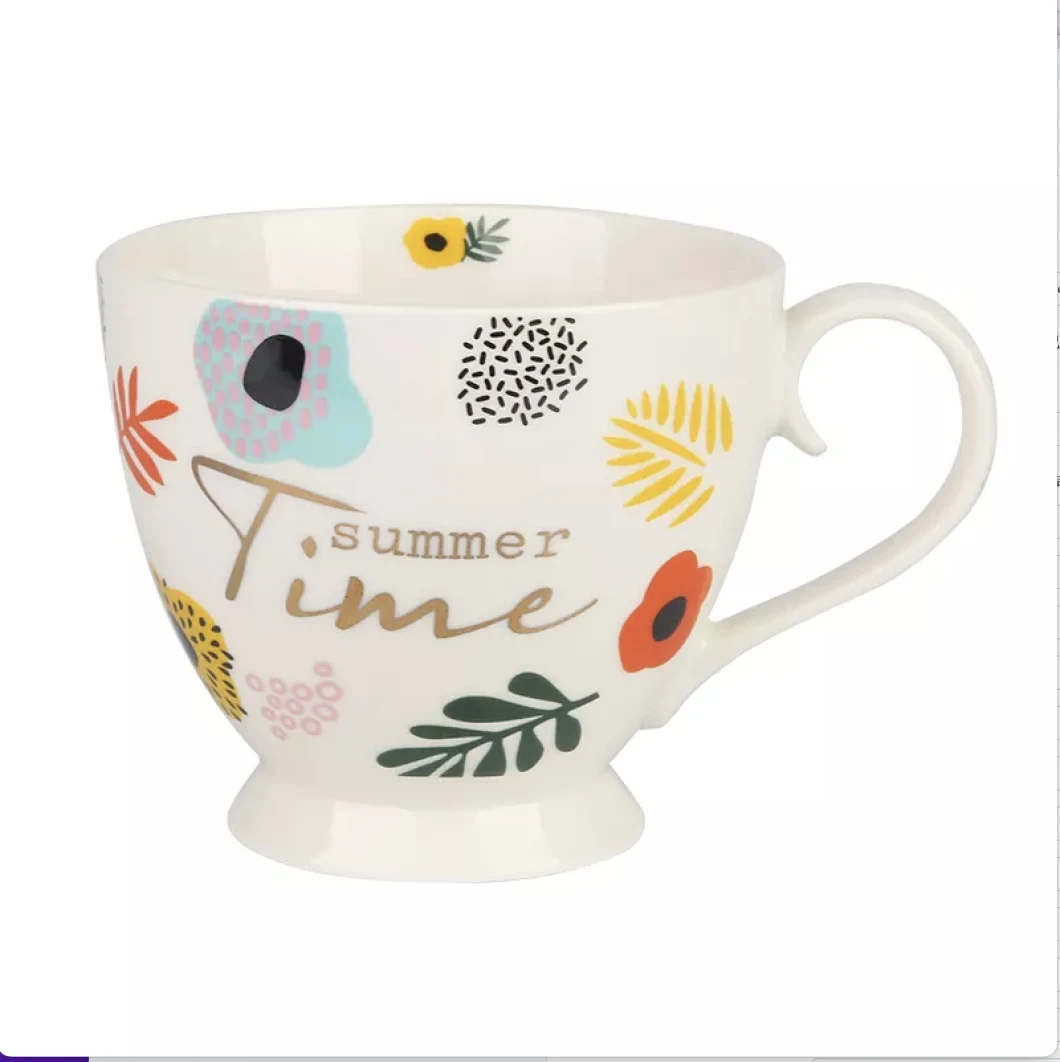 Wholesales New Style Custom Nordic Modern Travel Partially Gold Decals Tea Coffee Milk Ceramic Mug
