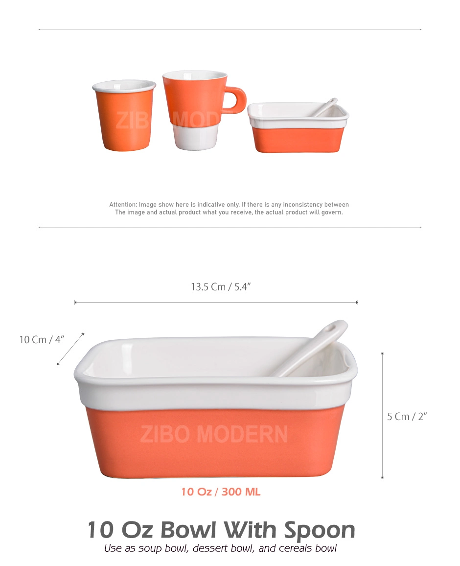 Colorful Restaurant Ceramic Tableware Set Include Coffee Mug, Tumbler, Bowl and Ceramic Spoon