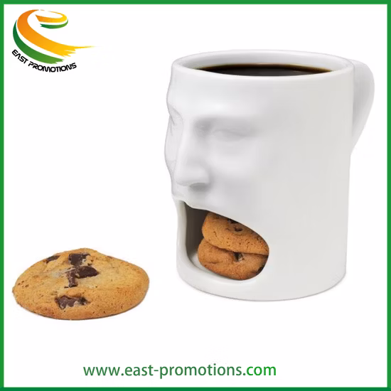 Ceramic Biscuit Cup Coffee Cookie Pocket Mug with Cookie Holder