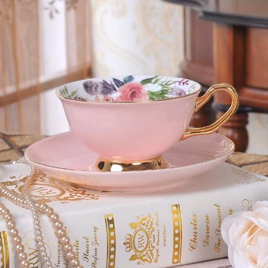 European Ceramic Coffee Mug Flower and Bird Bone Coffee Cup Tea Cup